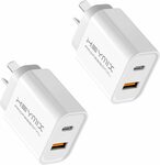 HEYMIX 20W USB-C + A Wall Charger QC3.0 - 2 Pack $16.49, 4 Pack $24.99 (OOS) + Delivery ($0 with Prime) @ HEYMIX via Amazon AU
