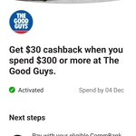 CommBank Rewards: Get $30 Back with $300 Spend @ The Good Guys