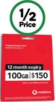 ½ Price Vodafone $150 Mobile Broadband Starter Pack (100GB, 12 Months) - $75 @ Woolworths