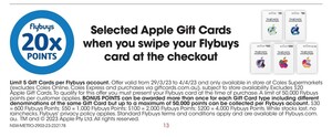 Earn 20x Flybuys Points with Apple Gift Card Purchase (Limit 50,000  Pts/Account) @ Coles : r/OzBargain