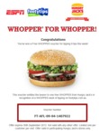 1 Free Hungry Jacks Whopper Voucher. No SMS Or Code Required