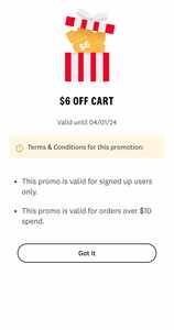 $6 off Cart Order (Min Spend $10) @ KFC App (Existing Users)