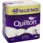 Quilton 3-Ply Toilet Tissue (180 Sheets), Pack of 48 $23 @ Woolworths