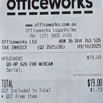HP 620 FHD Webcam (Supports Windows Hello) $19 in Limited Stores Only (Excl. TAS, NT) @ Officeworks