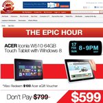 Acer Iconia W510 10.1 Inch Touchscreen 64GB Win8 Tablet $599 Redeem $100 Voucher