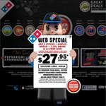 Domino's Pizza - 3 Traditional Pizzas, Garlic Bread, 1.25l Drink + Side - $27.95 Delivered
