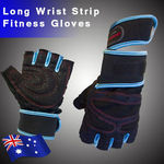 Half Finger Weight Lifting Gym Gloves with Long Strap Wrist Protection Only $13.95 FREE POSTAGE