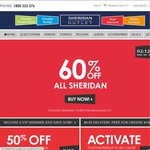 60 % off All Sheridan Branded Items @ Sheridan Outlet Instore and Online until Sunday