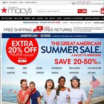 Macy's Summer Sale 20% off + 15% Rebates from Ebates