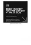 Armani Exchange, $30 off full-priced purchase over $100