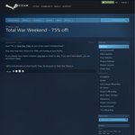 [Steam] 75% off Total War Games on Steam