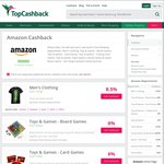 6% - 8.5% Cashback at Amazon on Toys and Games, Sports, Men's Clothing via Top Cashback