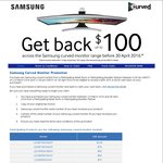 Get up to $100 Cashback on Samsung Curved Monitors @ Participating Retailers or Resellers