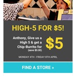 Salsa's - Give Hi-5 for Chip Burrito $5 (frm $10.95)