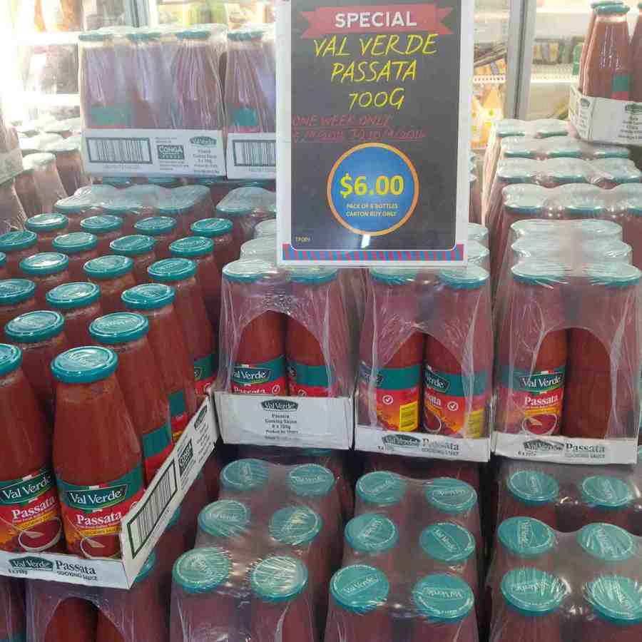 Val Verde Passata 700g 6pk $6 ($1/bt) @ Conga Foods Outlet [Preston VIC ...