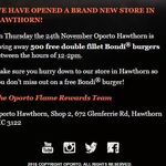Free Burgers at Oporto Hawthorn (VIC) 24/11/16 12-2pm Only
