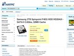 Samsung 2TB (2000GB) HD204UI Spinpoint F4EG Hard Drive for $99 + $8.95 shipping Australia Wide