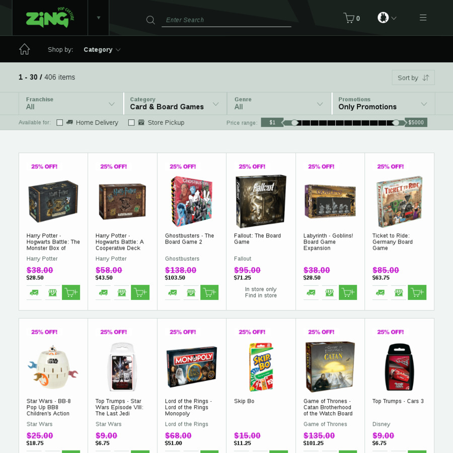 All Board Games 25 off Zing Pop Culture/EB Games OzBargain