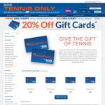 20% off Gift Cards at Tennis Only