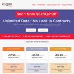 Kogan NBN BYO Modem Unlimited Downloads: 25 Mb/s for $57.90 Per Month, 50 Mb/s $65.90, 100 Mb/s $85.90