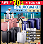 Bosnite 3PCS Hard Cast Luggage Set + Bonus Scale $128 with Free Shipping ($92 off RRP) at Bargains Online