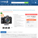 Sony A9 Body Only + Bonus $150 Camera Warehouse Gift Voucher - $4388 Delivered @ Camera Warehouse