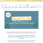Win 1 of 4 $500 Biome Vouchers + $500 Donation to Any Charity from Biome