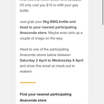 Origin Energy Customers: 9kg BBQ Bottle Fill up for $10 @ Anaconda