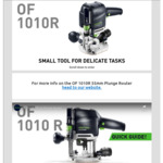 Win an OF 1010R 55mm Plunge Router in Systainer Worth $1,010 from Festool