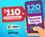 Catch Connect 365 Day Mobile Plan - 120GB $110 Shipped @ Catch.com.au