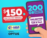 Catch Connect Prepaid SIM 365 Days 200GB of Data for $150 Delivered (New Customers Only) @ Catch.com.au