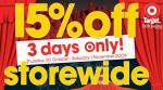 15% off storewide @ Target: Thursday 30 October-Saturday 1 November