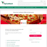 Pizza Hut 50% Cashback ($20 Cap) @ TopCashBack AU