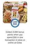 Spend $50 in 1 Transaction at Coles in-Store or Online for 2000 Bonus Flybuys Points @ Flybuys