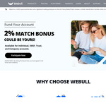 2% Cash Bonus (up to a $20,000) - Sign up, Fund Account & Hold until 30/09/2026 @ Webull