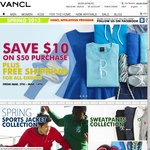 Vancl - Save $10 on $50 Purchase + Free Shipping