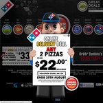 Domino's Pizza Online Delivery Deal, Order ANY* 2 Large Pizzas for $22 Delivered