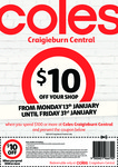 Coles $10 off $100 Shop at Craigieburn Central (VIC)