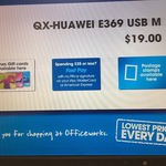 Huawei E369 HiLink Driverless 3G USB Modem $19 @ Officeworks (Greenacre/Glebe NSW)