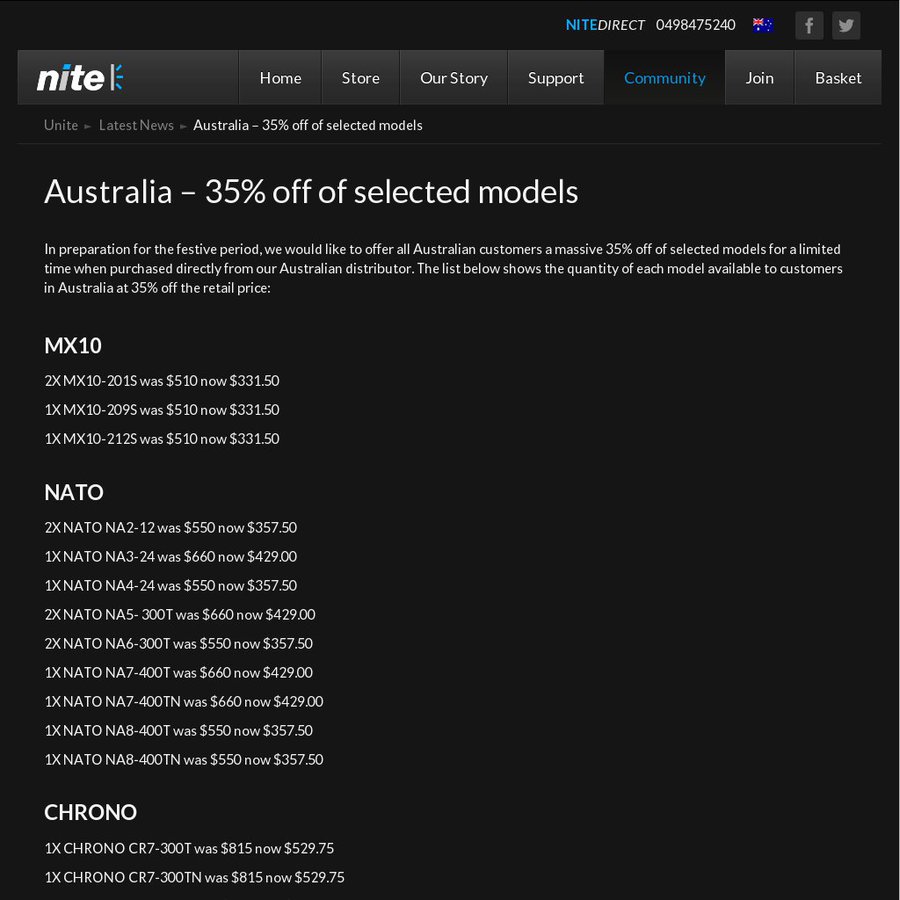 Nite deals watches australia