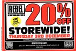 Rebel Sport Brookvale 20% off Storewide - 1 DAY Only 3/12/2009