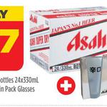Asahi Super-Dry Case (24X330ml) Plus 2 Bonus Asahi Glasses for $47 at Liquorland NSW