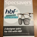 HBF Members Benefit - 2 Pairs from $199 Range for $50 @ Specsavers