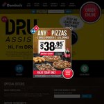 Domino's Pizza, Get $20 off Any 3 Pizzas, or $10 off 2 Pizzas Today Only (Delivery Only, Selected Locations)