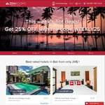 25% off Selected Hotels @ ZEN Rooms - 1 Night in Bali from AU $15