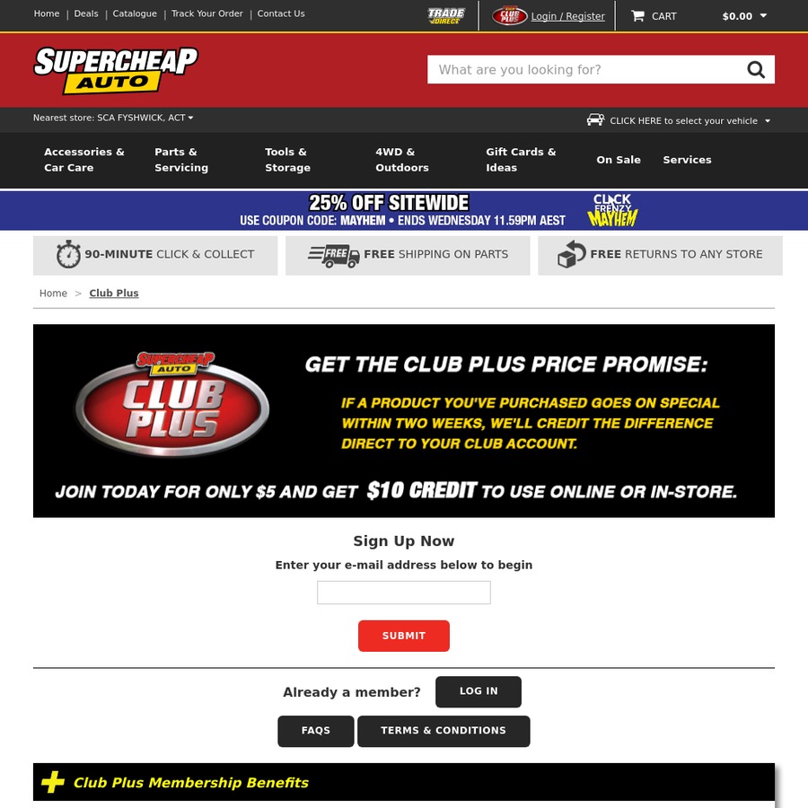 Supercheap Auto Club Plus Membership 3.75 (Normally 5), Get 10