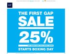 The First Gap Sale - 25% off everything excluding jeans