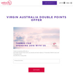 Earn Double Velocity Points for Flights between 10 December 2018 and 5 December 2019 @ Virgin Australia
