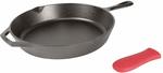 [Prime] Lodge 12" Cast Iron Skillet with Red Silicone Hot Handle Holder $42.86 Delivered @ Amazon US via AU