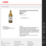 Rekorderlig Premium Passionfruit Cider 330mL Bottles 4 pack/$8.50 (VIC)(Was$22) or Buy 2x/3x/4x4pk $12/$18/$24 (NSW) @ Coles